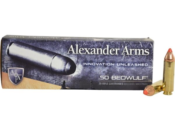 Alexander Arms 50 Beowulf Ammo 300 Grain Hornady FTX Polymer Tip Box of 20